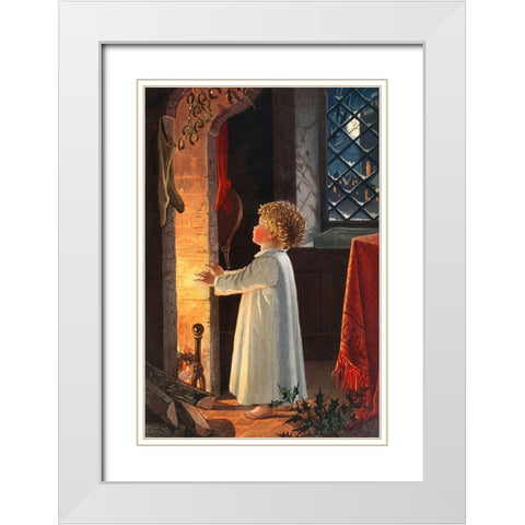 Christmas Child White Modern Wood Framed Art Print with Double Matting by Wallach, Miriam and Ira D