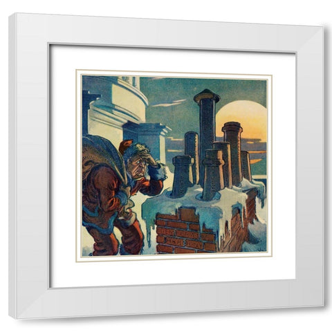 On the Democratic Roof White Modern Wood Framed Art Print with Double Matting by J. Ottman Lithographic Company