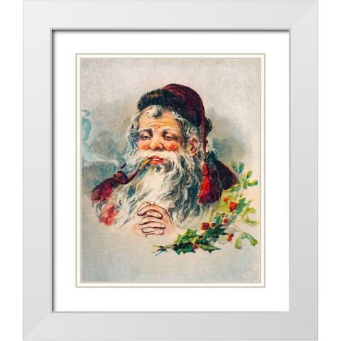Vintage Santa Claus Illustration White Modern Wood Framed Art Print with Double Matting by McLoughlin Brothers