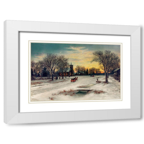 Christmas Eve White Modern Wood Framed Art Print with Double Matting by Bauer, W. C.