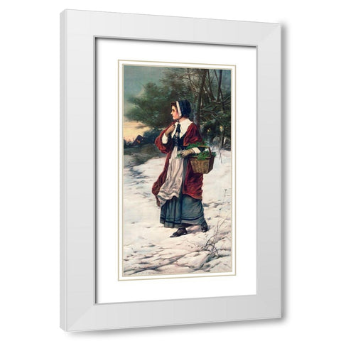 Christmas Morning White Modern Wood Framed Art Print with Double Matting by American Lithographic Co