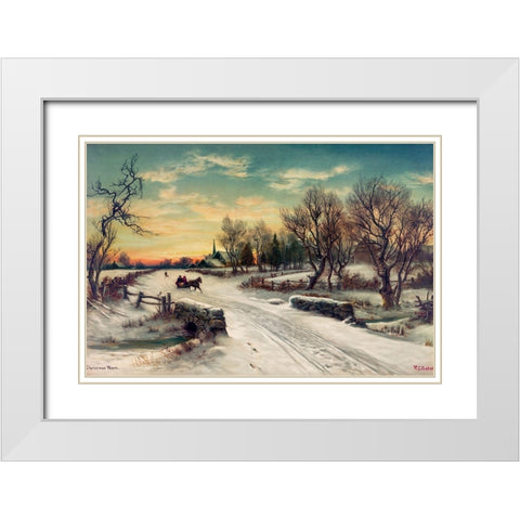 Christmas MornÂ  White Modern Wood Framed Art Print with Double Matting by Bauer, W. C.