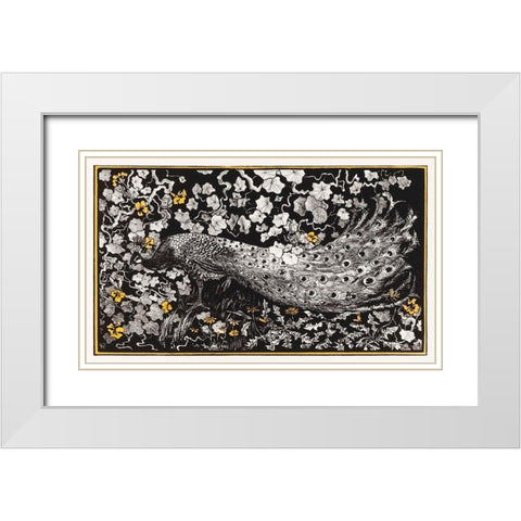 Peacock White Modern Wood Framed Art Print with Double Matting by Hoytema, Theo van