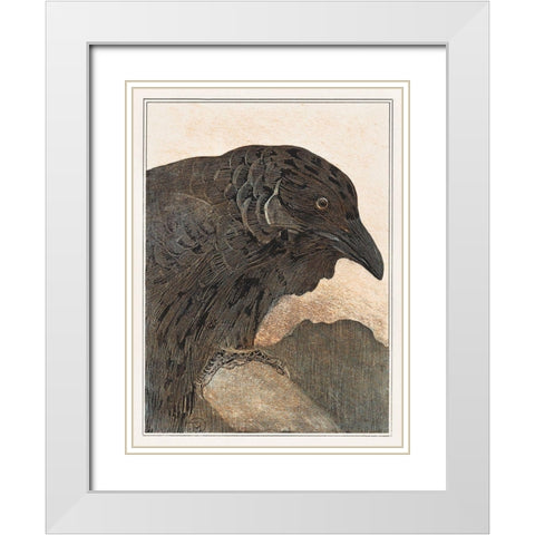 Crow White Modern Wood Framed Art Print with Double Matting by Hoytema, Theo van