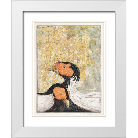 Two silver pheasants White Modern Wood Framed Art Print with Double Matting by Hoytema, Theo van