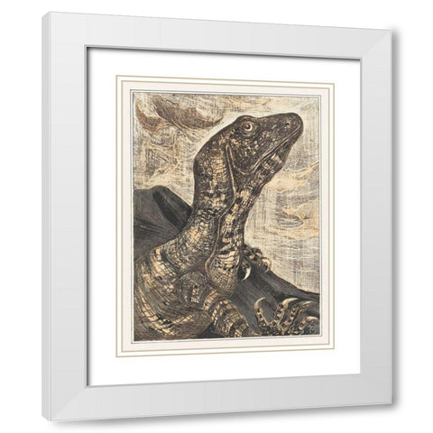 Iguana White Modern Wood Framed Art Print with Double Matting by Hoytema, Theo van