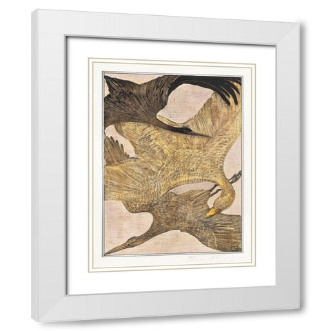 Three flying birds White Modern Wood Framed Art Print with Double Matting by Hoytema, Theo van