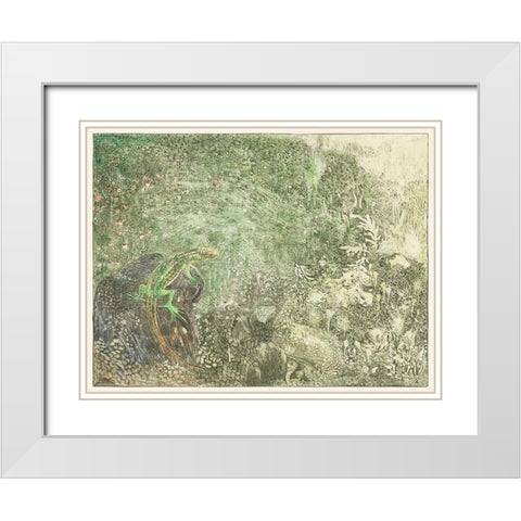 Lizard on a stone White Modern Wood Framed Art Print with Double Matting by Hoytema, Theo van
