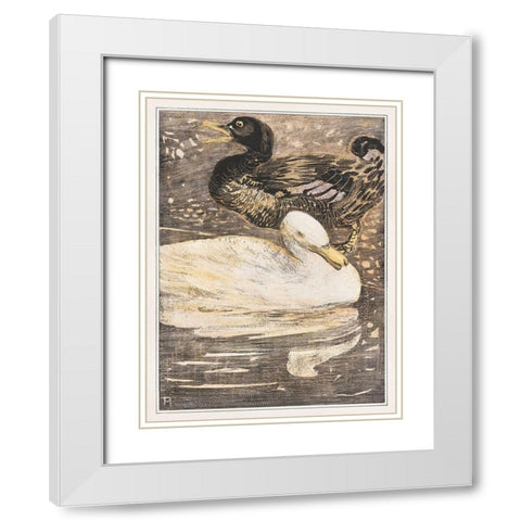 Two ducks White Modern Wood Framed Art Print with Double Matting by Hoytema, Theo van