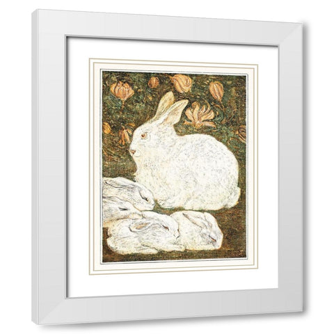 Rabbits White Modern Wood Framed Art Print with Double Matting by Hoytema, Theo van