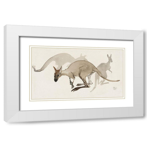 Kangaroos White Modern Wood Framed Art Print with Double Matting by Hoytema, Theo van
