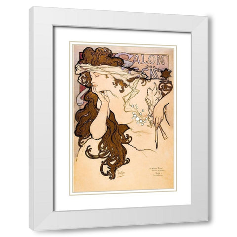 Salon des Cent poster White Modern Wood Framed Art Print with Double Matting by Mucha, Alphonse
