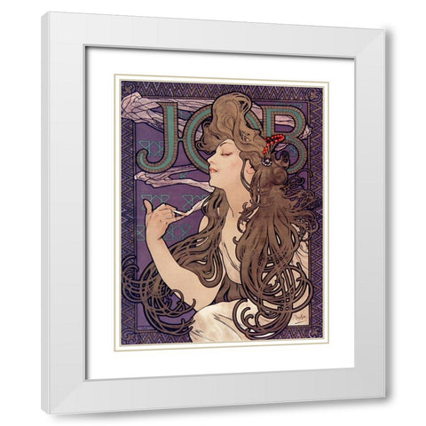 Advertisement for Job cigarettes White Modern Wood Framed Art Print with Double Matting by Mucha, Alphonse
