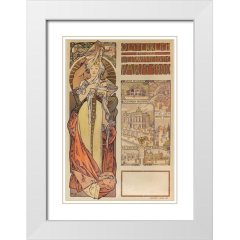 Poster Austria at the World Exhibition Paris 1900 White Modern Wood Framed Art Print with Double Matting by Mucha, Alphonse