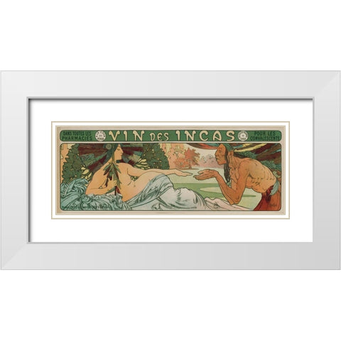 An Inca man and the Godess Incas White Modern Wood Framed Art Print with Double Matting by Mucha, Alphonse