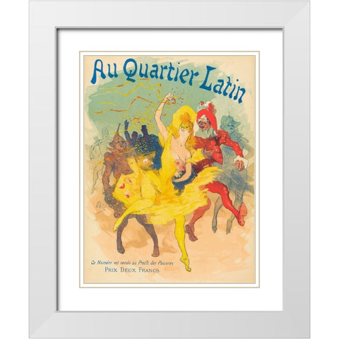 Au Quartier Latin White Modern Wood Framed Art Print with Double Matting by Cheret, Jules