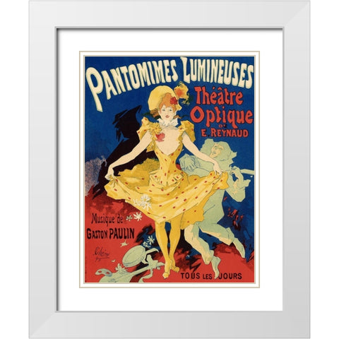 Pantomimes Lumineuses White Modern Wood Framed Art Print with Double Matting by Cheret, Jules