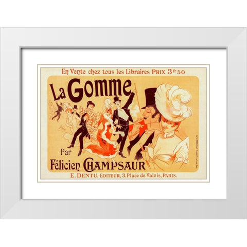La Gomme White Modern Wood Framed Art Print with Double Matting by Cheret, Jules