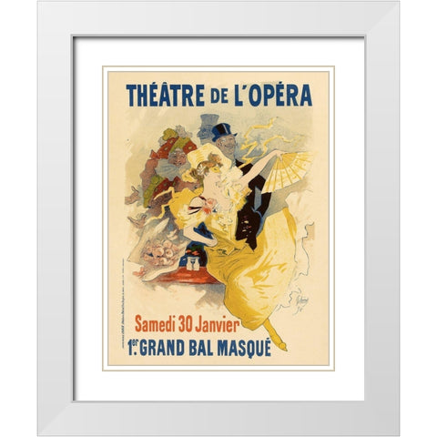 Theatre de LOpera 30th Janvier White Modern Wood Framed Art Print with Double Matting by Cheret, Jules