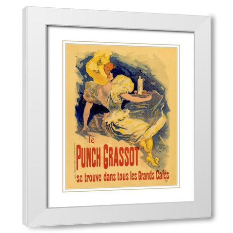 Le Punch Grassot White Modern Wood Framed Art Print with Double Matting by Cheret, Jules