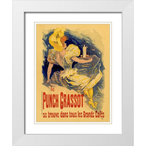 Le Punch Grassot White Modern Wood Framed Art Print with Double Matting by Cheret, Jules