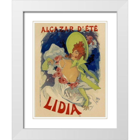Alcazar Dete Lidia White Modern Wood Framed Art Print with Double Matting by Cheret, Jules