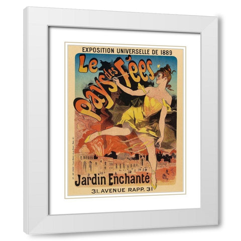 Le Pays de Fees White Modern Wood Framed Art Print with Double Matting by Cheret, Jules