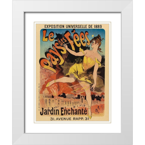 Le Pays de Fees White Modern Wood Framed Art Print with Double Matting by Cheret, Jules