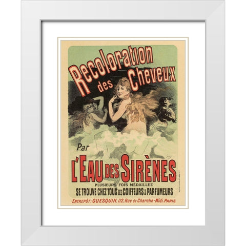 Recoloration de Cheveux White Modern Wood Framed Art Print with Double Matting by Cheret, Jules