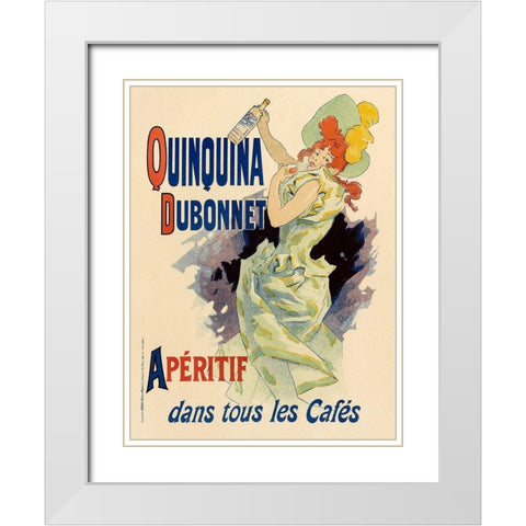 Quinquina Dubonnet White Modern Wood Framed Art Print with Double Matting by Cheret, Jules