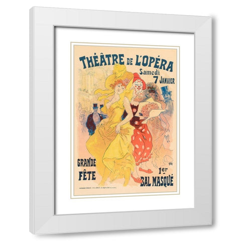 Theatre de LOpera 7th Janvier White Modern Wood Framed Art Print with Double Matting by Cheret, Jules