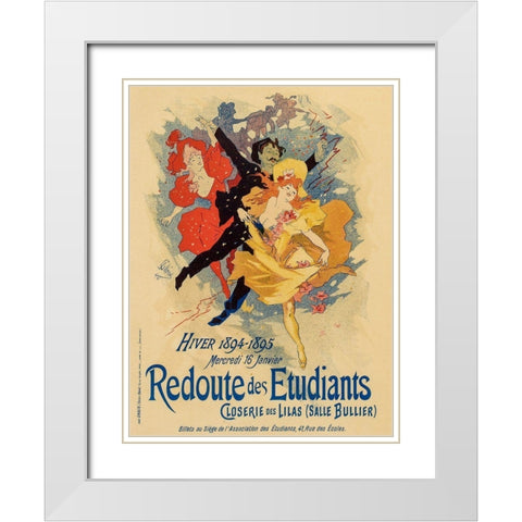 Redoute des Etudiantes White Modern Wood Framed Art Print with Double Matting by Cheret, Jules