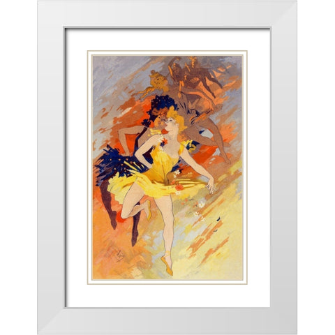 La Danse White Modern Wood Framed Art Print with Double Matting by Cheret, Jules