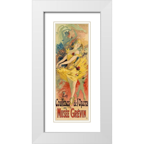 Les Coulisses de LOpera White Modern Wood Framed Art Print with Double Matting by Cheret, Jules