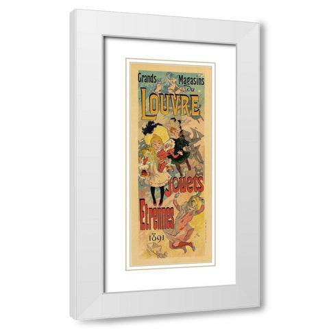 Grands Magasins de Louvre White Modern Wood Framed Art Print with Double Matting by Cheret, Jules