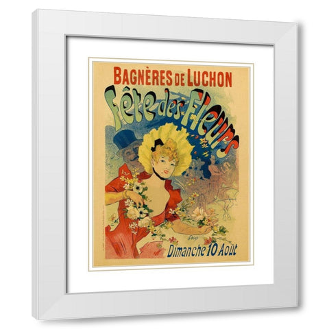 Fete des Fleurs White Modern Wood Framed Art Print with Double Matting by Cheret, Jules