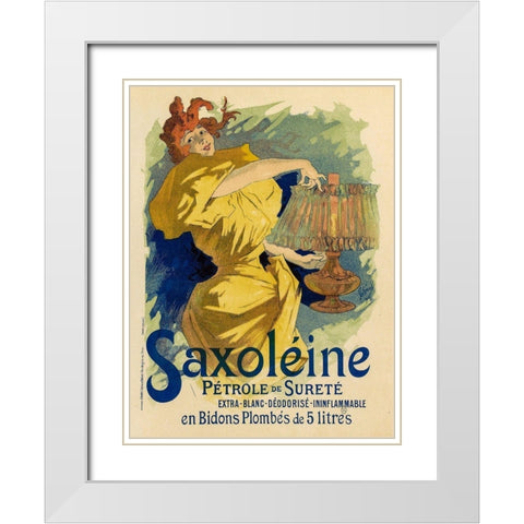Saxoleine 1895 White Modern Wood Framed Art Print with Double Matting by Cheret, Jules