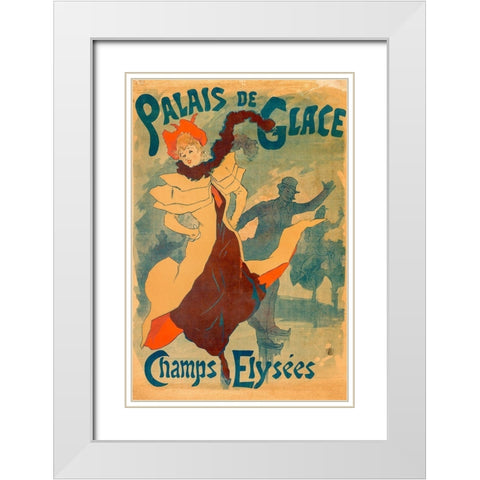 Ice Skating Rink White Modern Wood Framed Art Print with Double Matting by Cheret, Jules