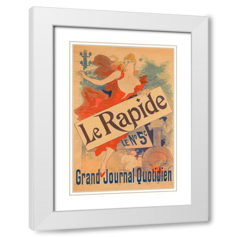 Le Rapide White Modern Wood Framed Art Print with Double Matting by Cheret, Jules