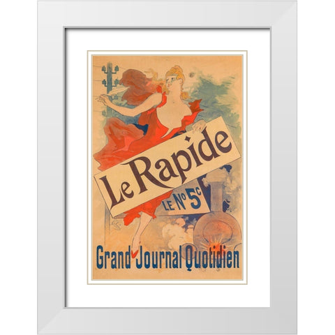 Le Rapide White Modern Wood Framed Art Print with Double Matting by Cheret, Jules