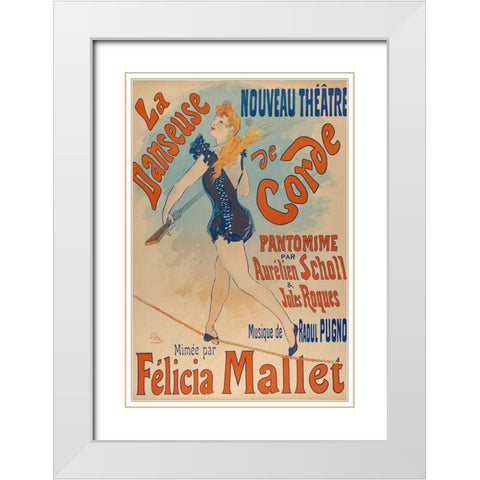 La danseuse de corde-1891 White Modern Wood Framed Art Print with Double Matting by Cheret, Jules
