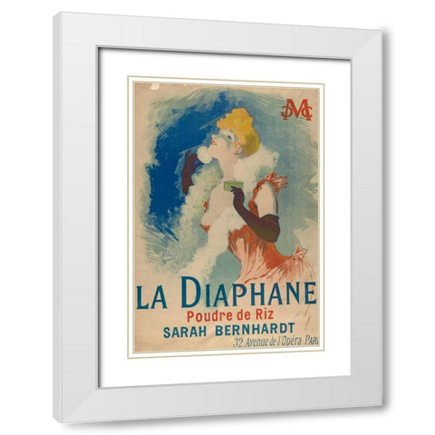 La Diaphane. Poudre de Riz 1890 White Modern Wood Framed Art Print with Double Matting by Cheret, Jules