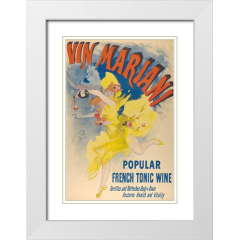 Vin Mariani-1894 White Modern Wood Framed Art Print with Double Matting by Cheret, Jules