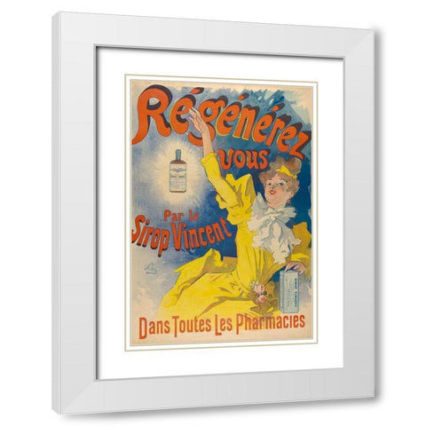 Sirop Vincent 1893 White Modern Wood Framed Art Print with Double Matting by Cheret, Jules