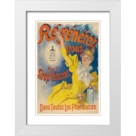Sirop Vincent 1893 White Modern Wood Framed Art Print with Double Matting by Cheret, Jules