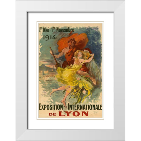 Exposition internationale de Lyon White Modern Wood Framed Art Print with Double Matting by Cheret, Jules