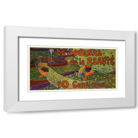 Le Journal de la Beaute White Modern Wood Framed Art Print with Double Matting by Cheret, Jules