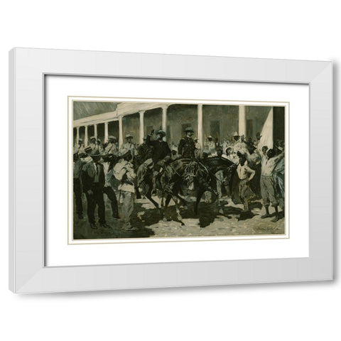 The Return of Gomez to Havana White Modern Wood Framed Art Print with Double Matting by Remington, Frederic