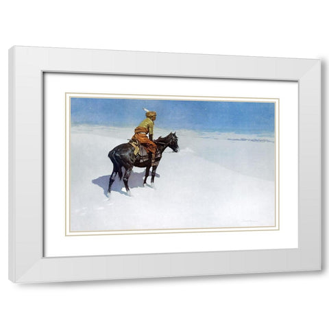 The Scout Friends or Foes White Modern Wood Framed Art Print with Double Matting by Remington, Frederic