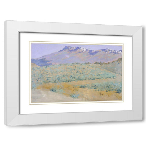 Blue prarie White Modern Wood Framed Art Print with Double Matting by Remington, Frederic